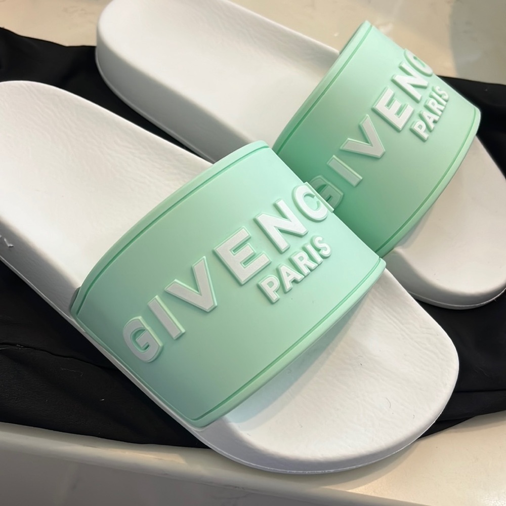 Givenchy white and turquoise slides size 36